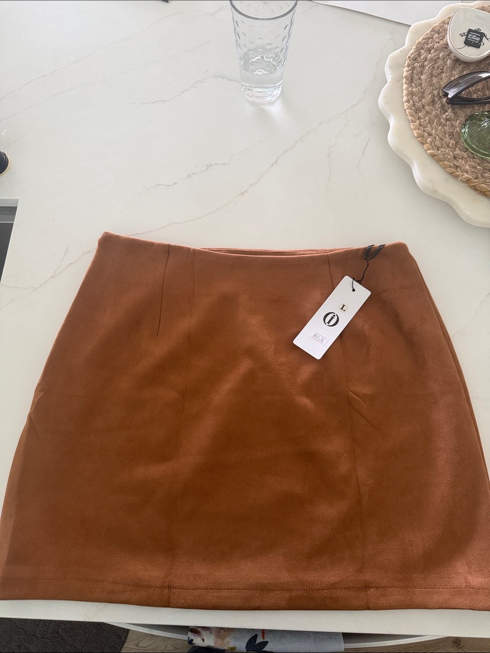 NWT Camel Brown Suede Mini Skirt